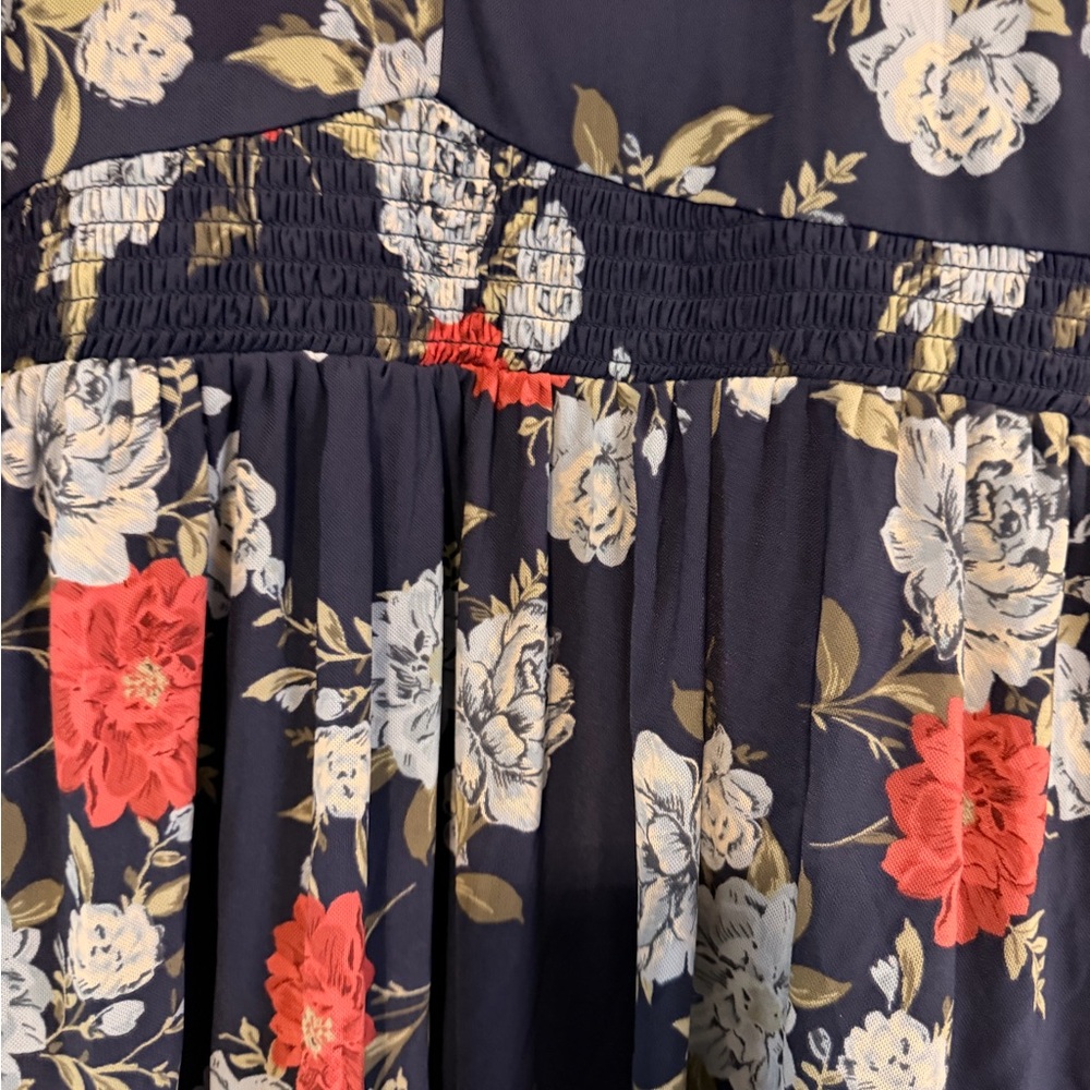 Torrid Navy Floral blouse with Red Accents 3x - Picture 3 of 5
